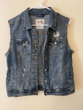 Mossimo Supply Co. Blue Distressed Denim Vest